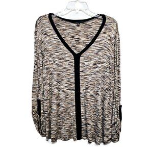 🌾 Cable & Gauge Long-Sleeved Top – Women’s XL – Earthy Stripe Print